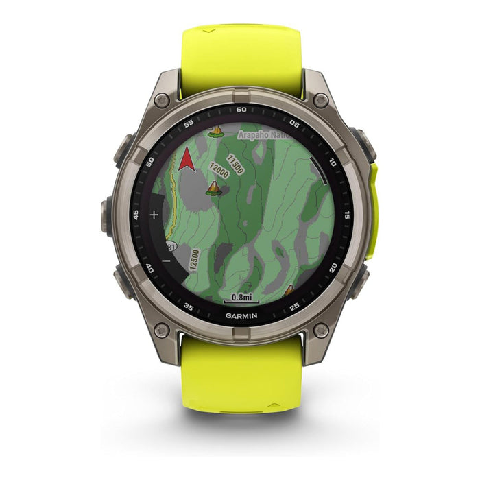Garmin fēnix 8 Unisex Titanium with Amp Yellow/Graphite Band Solar Amoled Sapphire Long-Lasting Battery Life Dive-Rated Built-in LED Flashlight 47 Millimeters Premium Multisport GPS Smartwatch - 010-02906-20