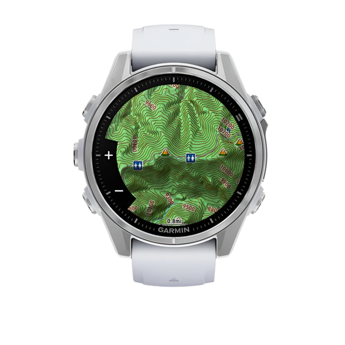 Garmin fēnix 8 Pro Unisex Silver With Whitestone Band Amoled Long-Lasting Battery Life Dive-Rated Built-in LED Flashlight 43 Millimeters Premium Multisport GPS Smartwatch - 010-02903-00