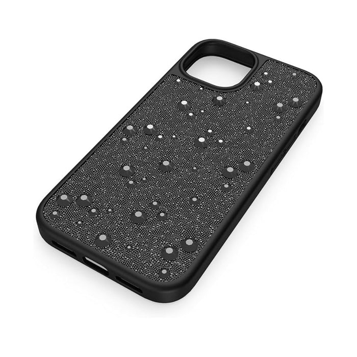 Swarovski Part of the High Collection Unisex Black Crystal Fabric with Black Flatback Crystals High Smartphone Apple iPhone 15 Case - 5682967