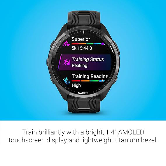Garmin Colorful Amoled Display Training Metrics Recovery Insights Black Powder Gray Forerunner 965 Running Smartwatch - 010-02809-00