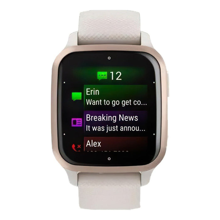 Garmin Venu Sq 2 Peach Gold and Ivory Music Edition All-Day Health Monitoring Long-Lasting Battery Life GPS Smartwatch - 010-02700-01