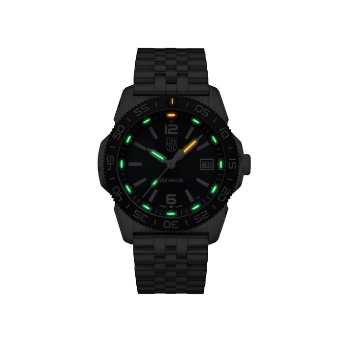 Luminox Men's Dark Blue Dial Silver Stainless Steel Band And A Navy Blue Rubber Strap Analog Swiss Quartz Pacific Diver Ripple Dive Watch - XS.3123M.SET.1