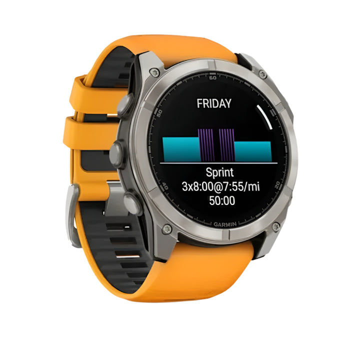 Garmin fēnix 8 Unisex Titanium with Spark Orange/Graphite Band Amoled Sapphire Long-Lasting Battery Life Dive-Rated Built-in LED Flashlight 51 Millimeters Premium Multisport GPS Smartwatch - 010-02905-10