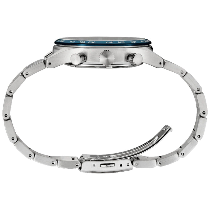 Seiko Essentials Collection Men's Blue Dial Silver Stainless Steel Strap Chronograph Watch - SSB445