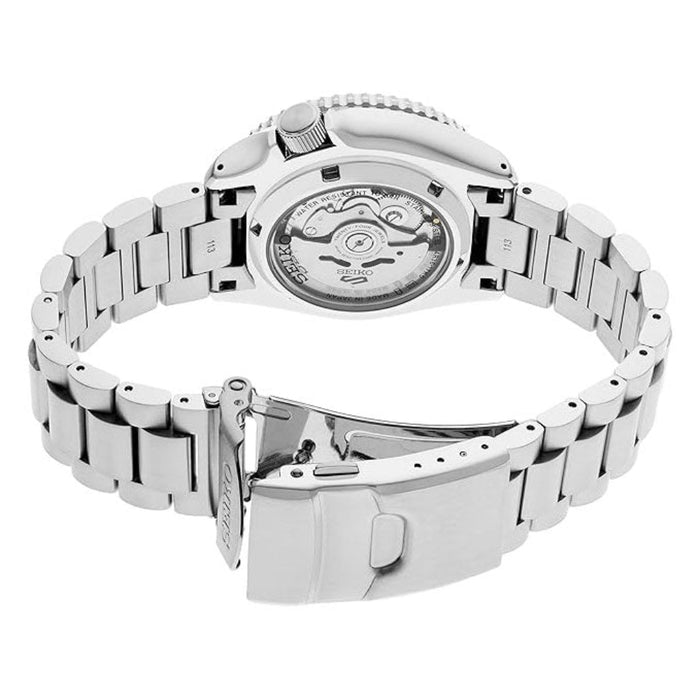 Seiko 5 Sports Men's Black Dial Silver Stainless Steel Band Analog Automatic Watch - SRPL79