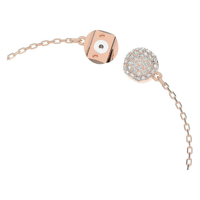 Swarovski Women's Pink And White Crystals With Rose-Gold Tone Plated Chain Magnetic Closure Dazzling Swan Collection Bracelet - 5472271