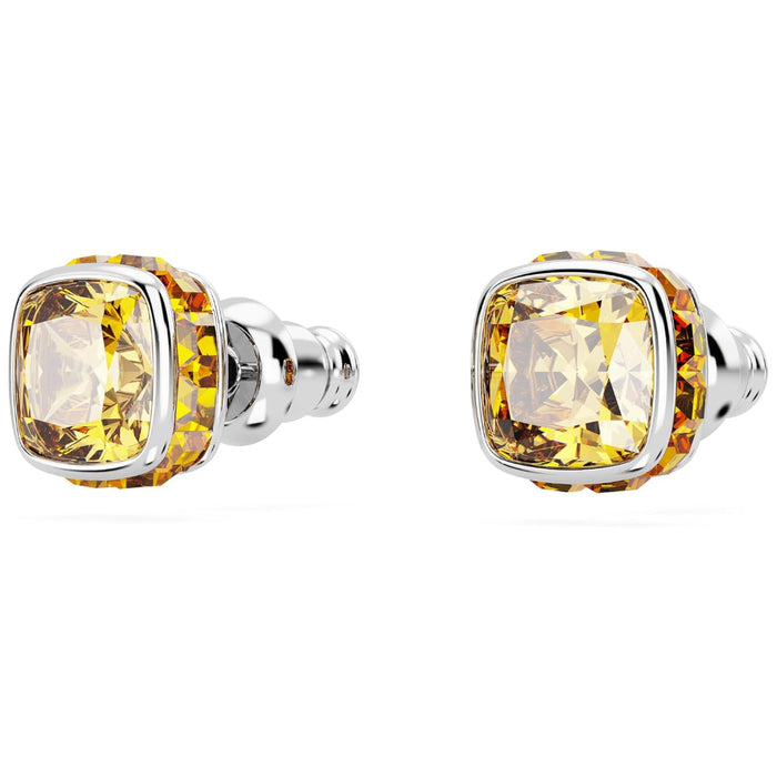 Swarovski Women's Yellow Square-Cut Stone and Crystals in a Rhodium-Finished Setting November Birthstone Stud Earrings - 5660802