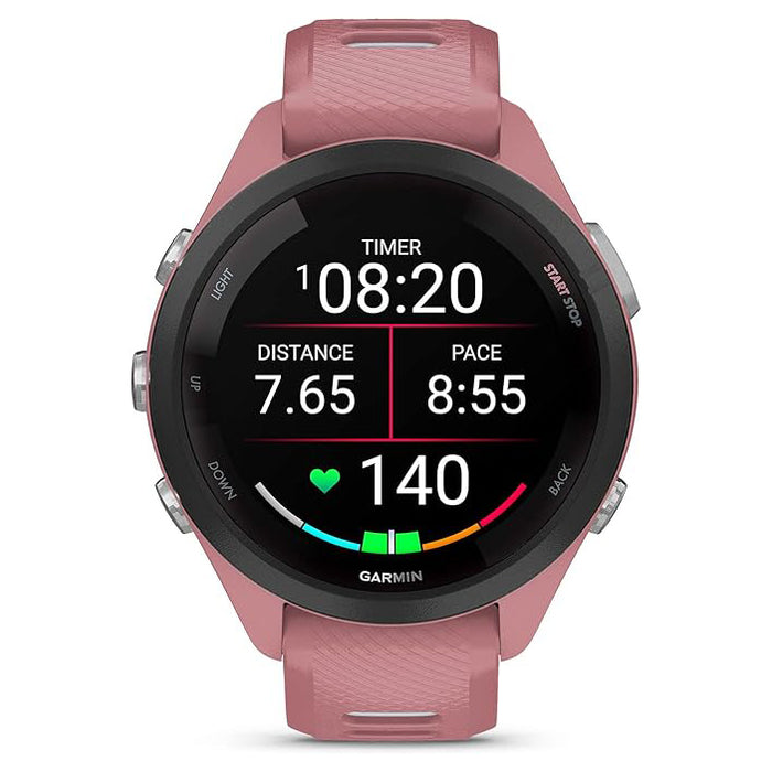 Garmin Light Pink Powder Gray Colorful Amoled Display Training Metrics Recovery Insights Forerunner 265S Running Smartwatch - 010-02810-05