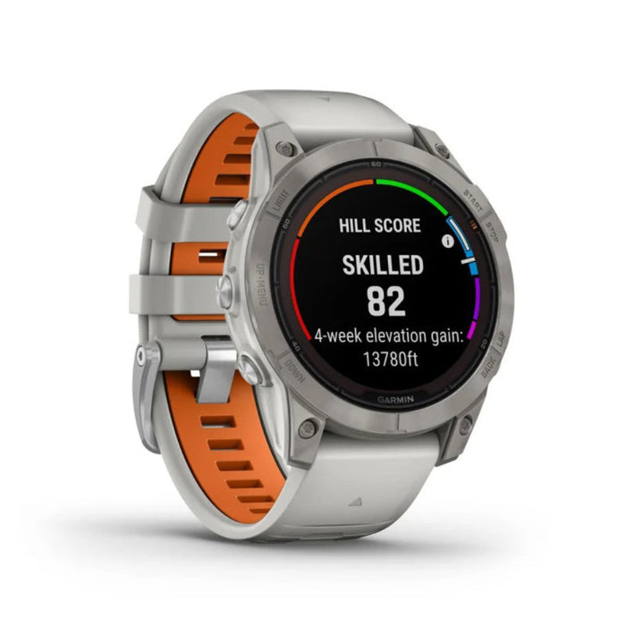 Garmin fenix 7 Pro Sapphire Solar Built-in Flashlight Solar Charging Capability Fog Gray/Ember Orange Multisport GPS Smartwatch - 010-02777-20