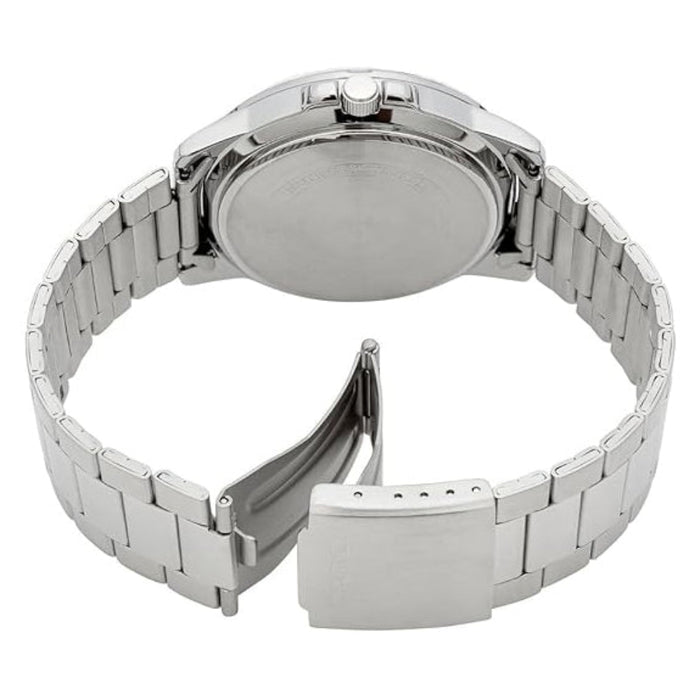 Casio Men's Blue Dial Silver Stainless Steel Band Analog Japanese Quartz Watch - MTP-VD01D-2EVUDF