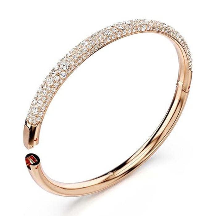 Swarovski Women's Snow Pavé Of Clear Round Crystals In A Rose Gold-Tone Finished Setting Size M Sublima Bangle Bracelet - 5688611