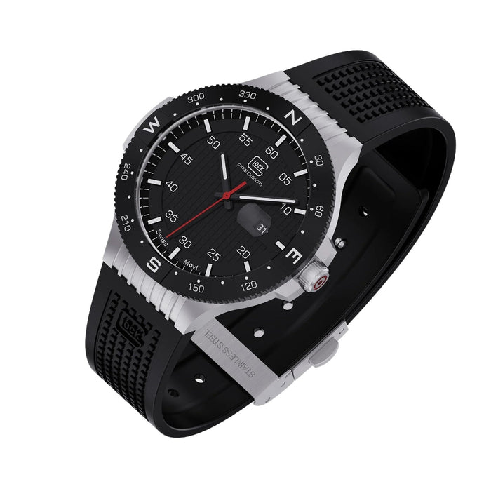 Glock Unisex Black Dial Silicone Rubber Band Swiss Quartz Watch - GW-15-1-22