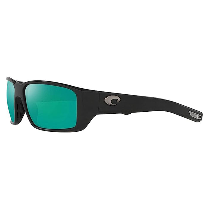 Costa Del Mar Men's Matte Black Frame Green Mirror Lens Polarized Fantail Pro Fishing and Watersports Rectangular Sunglasses - 06S9079-907902-60