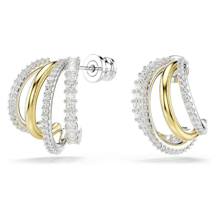 Swarovski Women's Clear Cubic Zirconia Mixed Metal Finish Mini Hyperbola Hoop Earrings - 5689718