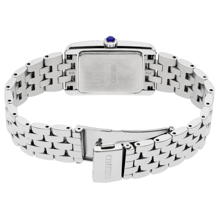 Seiko Women's White Dial Silver Stainless Steel Band Analog Quartz Watch - SWR091