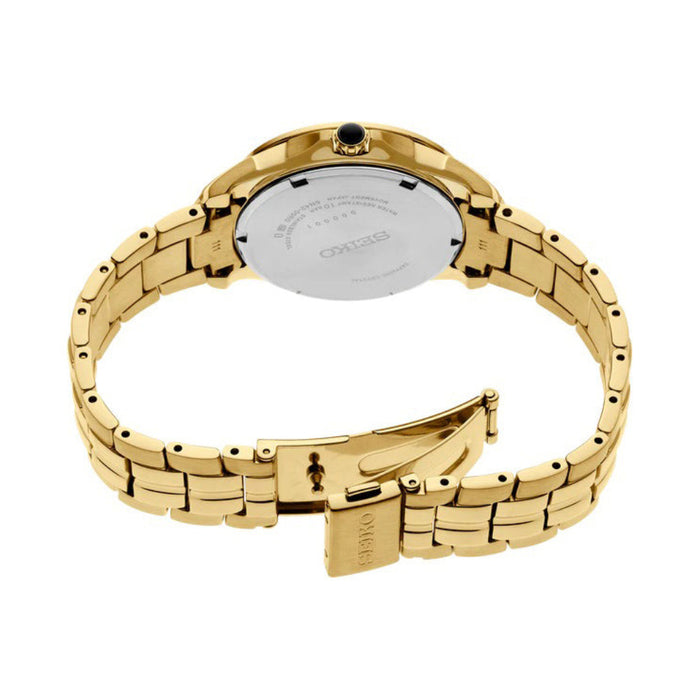 Seiko Coutura Women's White Dial Gold-Tone Stainless Steel Strap Quartz Watch - SUR592