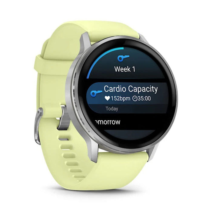 Garmin Venu® 4 - 45mm Unisex Silver With Citron Silicone Band Bright And Colorful Display Built-in Flashlight 12 Days Of Battery Life Advanced Health And Fitness GPS Smartwatch - 010-03014-02