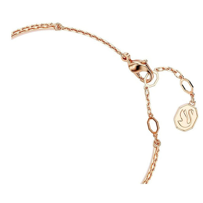 Swarovski Women's Black Pavé Crystals And Clear Round-Cut Stone In A Rose Gold-Tone Finished Setting Size M Swan Bangle Bracelet - 5678048