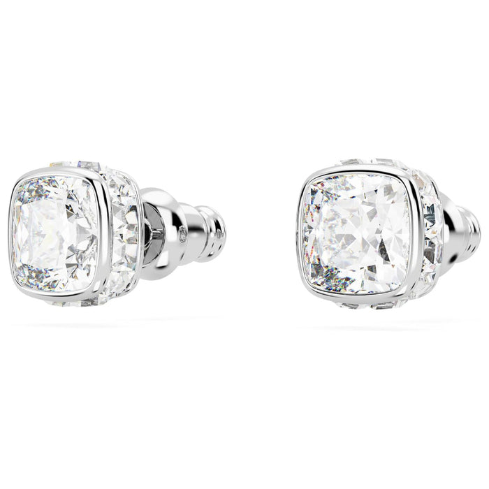 Swarovski Women's Clear Square-Cut Stone and Crystals in a Rhodium-Finished Setting April Birthstone Stud Earrings - 5661957