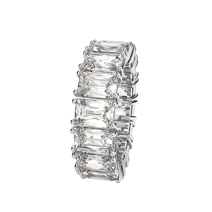 Swarovski Women's Rectangular Cut Clear Rhodium Finished Size 9 Matrix Vittore Ring - 5572695