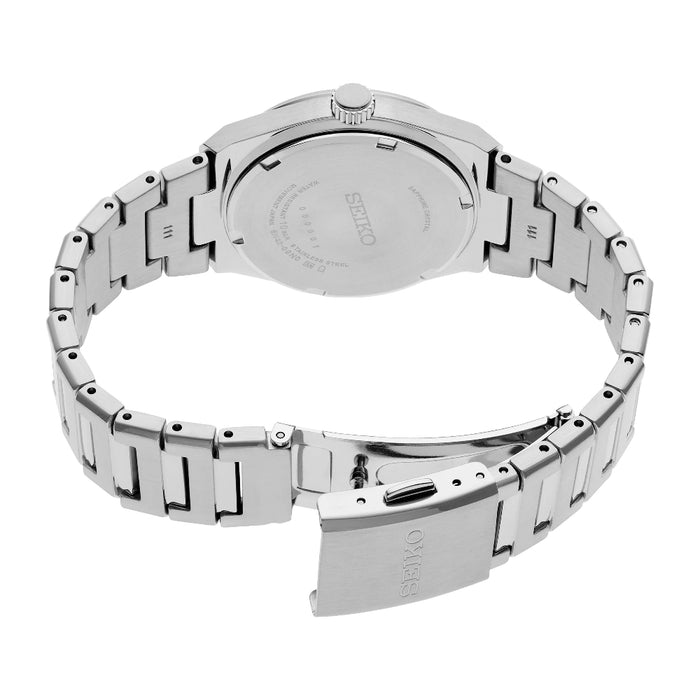 Seiko Women's Blue Dial Silver Stainless Steel Band Analog Quartz Watch - SUR575