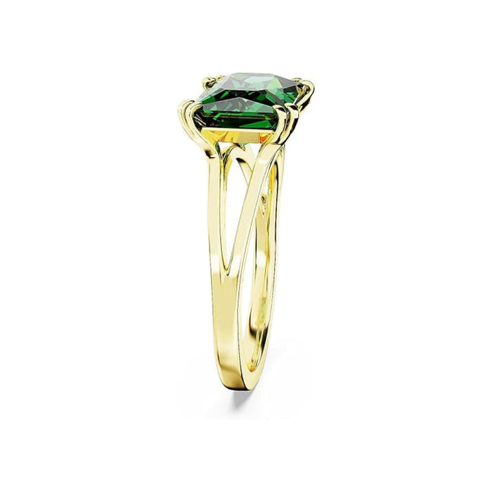 Swarovski Part of the Stilla Collection Women's Green Rectangular-Cut Stone in a Gold-Tone Finished Setting Size 7 Stilla Cocktail Ring - 5677150