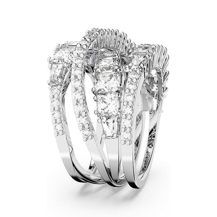 Swarovski Women's Clear Cubic Zirconia Rhodium Finished Size 7 Mixed Cuts Hyperbola Ring - 5580952