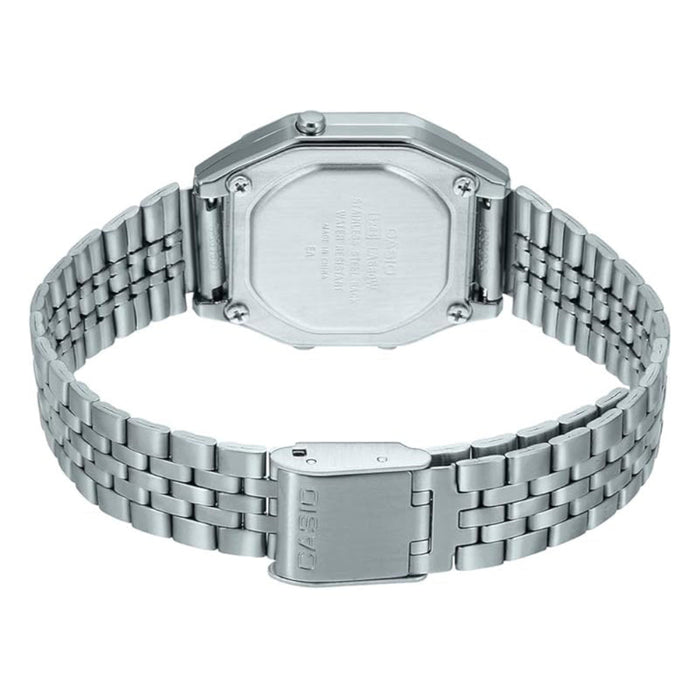 Casio Women's Gray Dial Silver Stainless Steel Band Digital Quartz Watch - LA680WA-4CDF