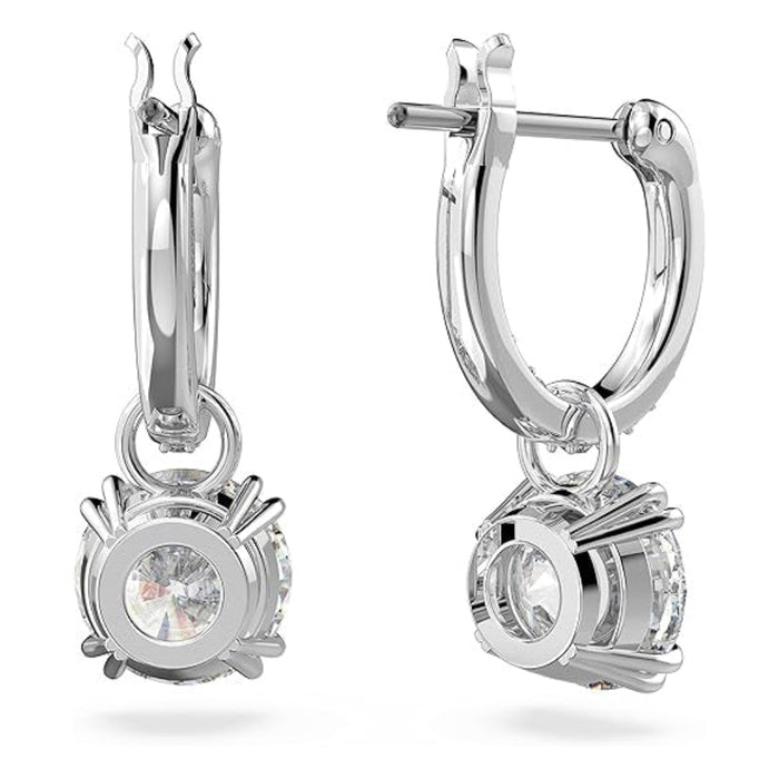 Swarovski Women's White Crystals On A Rhodium Finish Setting Constella Pierced Hoop Drop Earrings - 5636717
