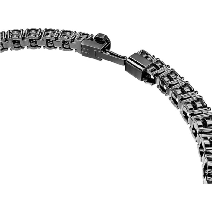 Swarovski Women's Black Round-Cut Stones in a Ruthenium Finished Setting Medium Size Matrix Tennis Bracelet - 5664196