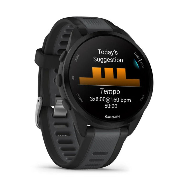 Garmin Unisex Black Forerunner 165 Music Colorful AMOLED Display Training Metrics and Recovery Insights Music on Your Wrist Running Smartwatch - 010-02863-30