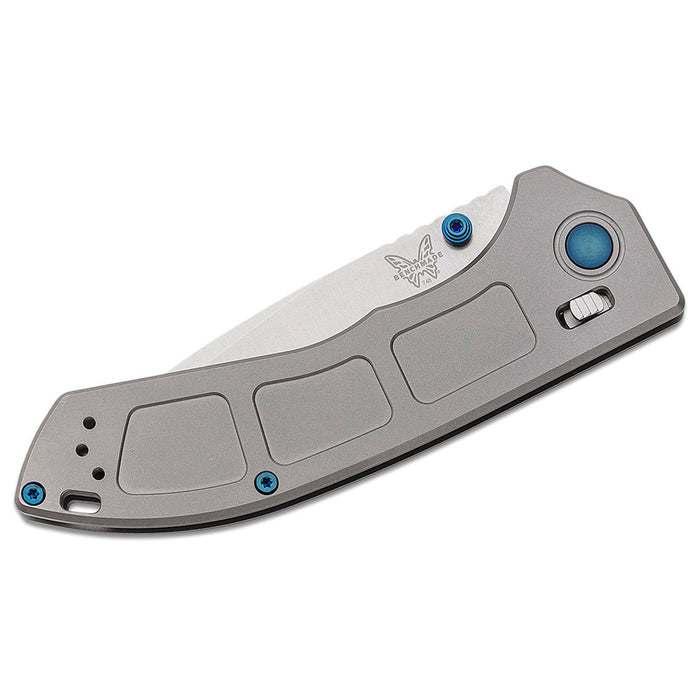 Benchmade 6AI-4V Titanium Handles Stainless Steel Satin Drop Point Blue Accents Narrows AXIS Lock System - BM-748