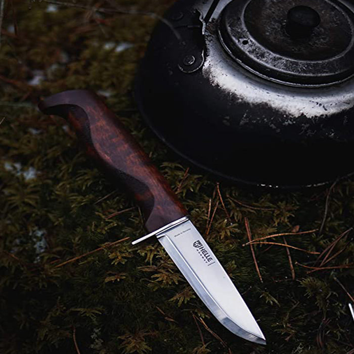 HELLE Birch Wood Handle Stainless Steel Blade Sandvik Drop Point Fixed Blade Knife - HELLE05