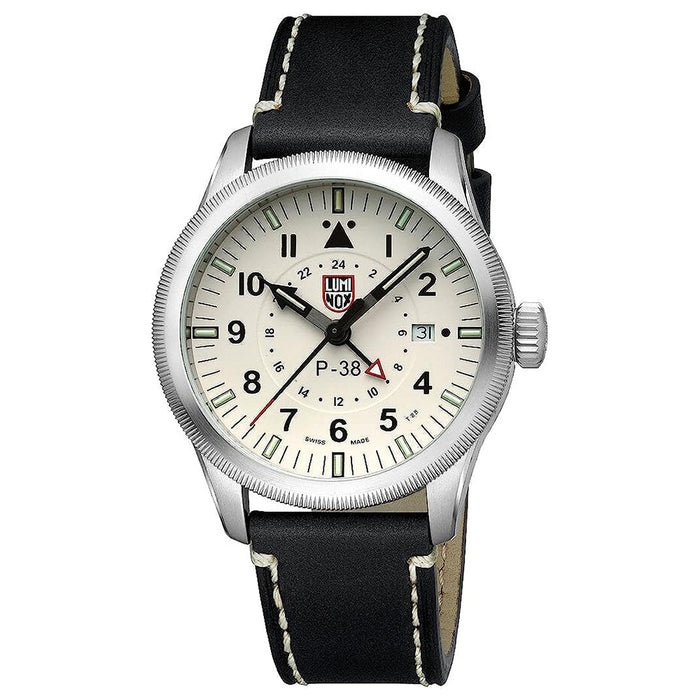 Luminox Men's Beige Dial Black Leather Band Pilot Quartz Watch - XA.9527
