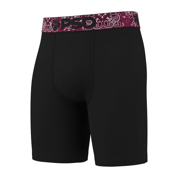 PSD Men's Dark Paisley Cotton Solids 3 Pack Boxer Briefs Medium Underwear - 325180189-BLK-M
