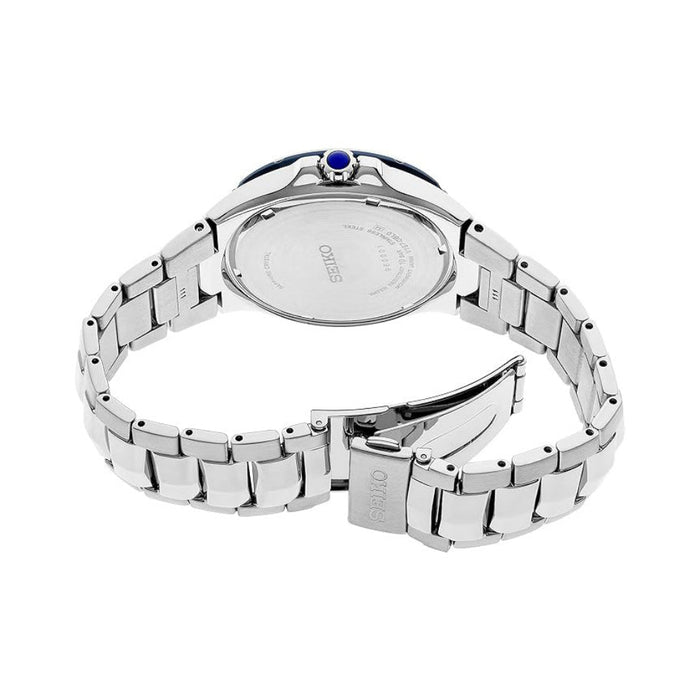 Seiko Men's Silver Dial Silver Stainless Steel Band Analog Solar Watch - SNE565