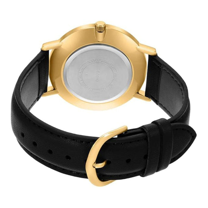 Casio Men's Black Dial Black Leather Band Analog Japanese Quartz Watch - MTP-VT01GL-1B2UDF