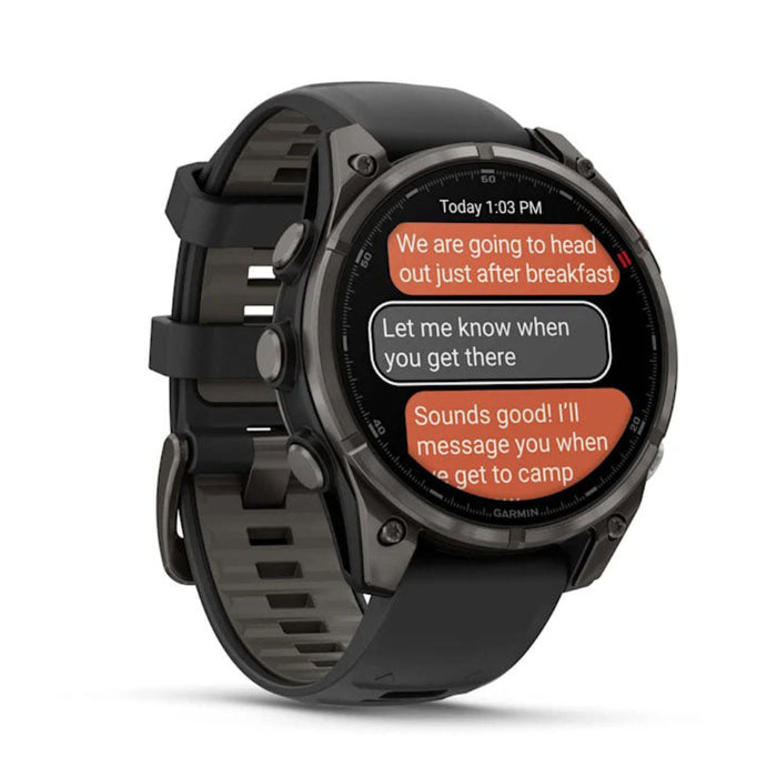 Garmin fēnix® 8 Pro 47mm Unisex Carbon Gray DLC Titanium With Black/Pebble Gray Silicone Band AMOLED Display inReach® Technology Sapphire Premium Connected Multisport GPS Smartwatch - 010-03198-00