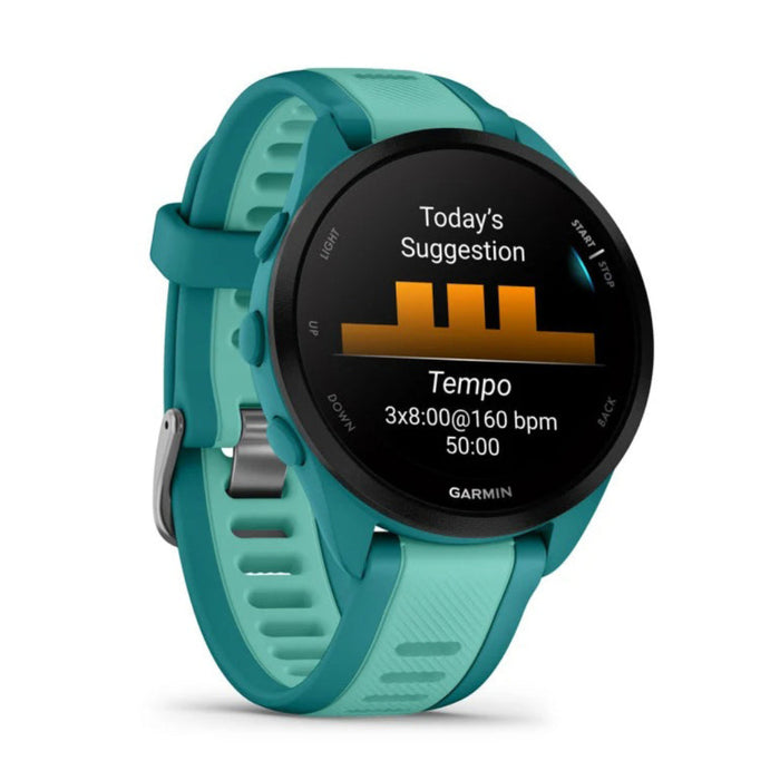 Garmin Unisex Turqouise Forerunner 165 Music Colorful AMOLED Display Training Metrics and Recovery Insights Music on Your Wrist Running Smartwatch - 010-02863-32