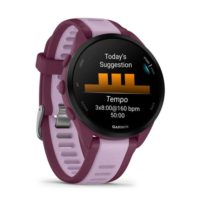 Garmin Unisex Berry Forerunner 165 Music Colorful AMOLED Display Training Metrics and Recovery Insights Music on Your Wrist Running Smartwatch - 010-02863-33