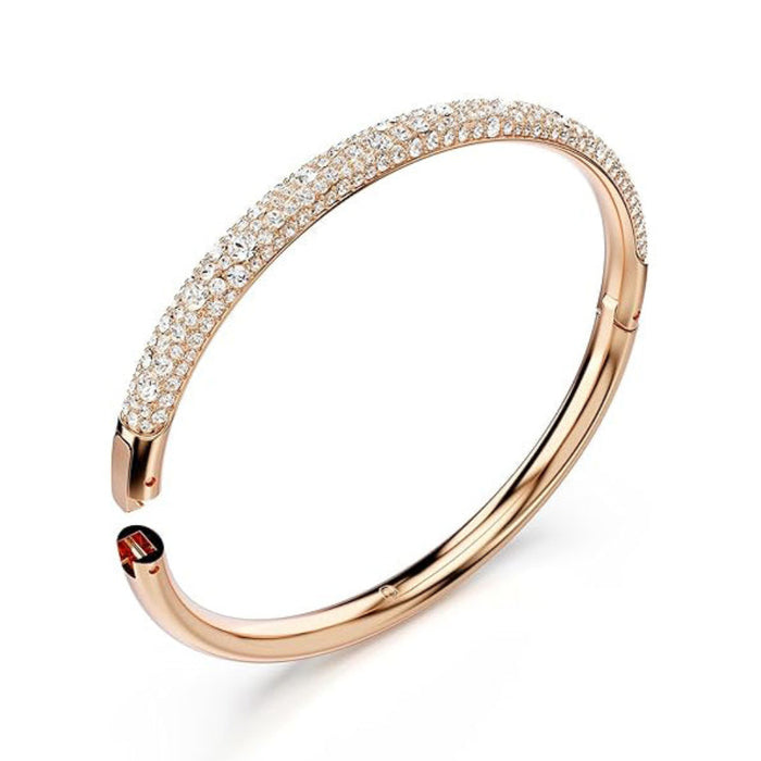 Swarovski Women's Snow Pavé Of Clear Round Crystals In A Rose Gold-Tone Finished Setting Size L Sublima Bangle Bracelet - 5688612