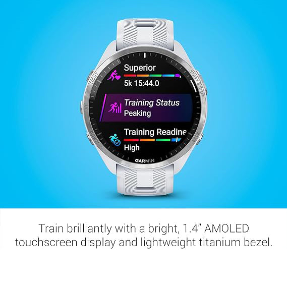 Garmin Colorful Amoled Display Training Metrics Recovery Insights Whitestone Powder Gray Forerunner 965 Running Smartwatch - 010-02809-01