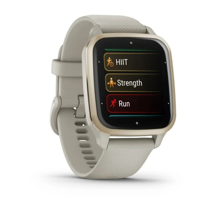 Garmin Venu Sq 2 Cream Gold and French Gray Music Edition All-Day Health Monitoring Long-Lasting Battery Life GPS Smartwatch - 010-02700-02