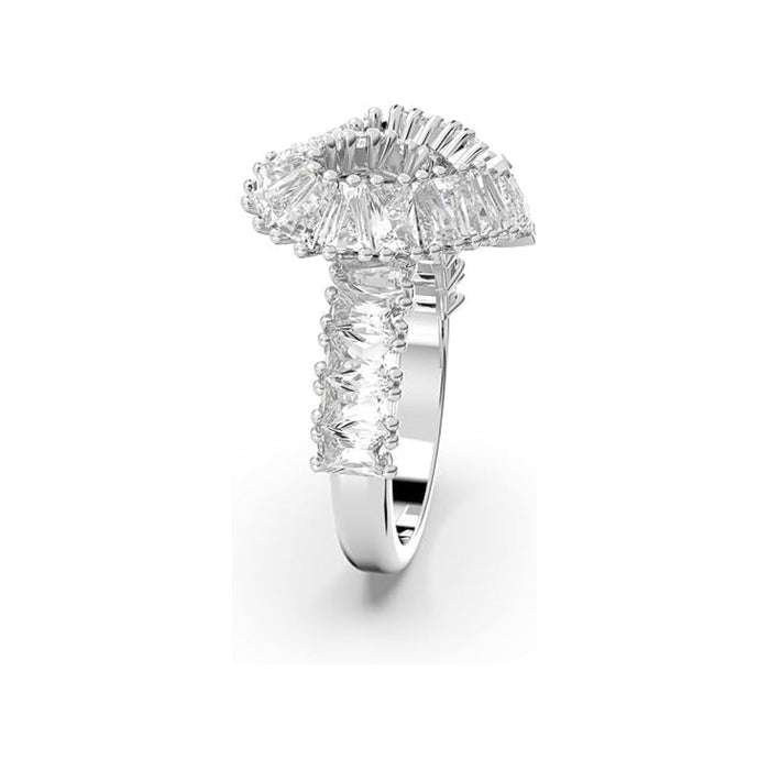 Swarovski Women's Woven Heart-Shaped Ring with Clear Crystals on a Rhodium Finished Setting Size 5 Matrix Cocktail Ring - 5648290