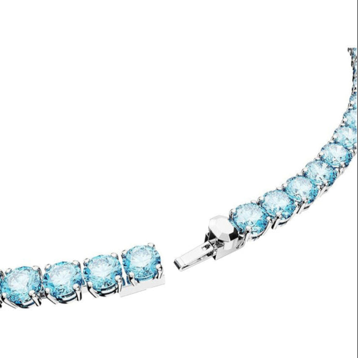 Swarovski Part of the Matrix Collection Women's Bright Blue Crystals on a Rhodium Finished Setting Medium Size Matrix Tennis Necklace - 5661187