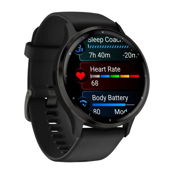 Garmin Venu 3 Black AMOLED Display Silicone Band Advanced Health and Fitness Features Up to 14 Days of Battery GPS Smartwatch - 010-02784-01