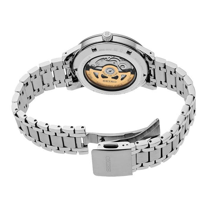 Seiko Presage Men's Silver-Blue Dial Silver Stainless Steel Band Analog Automatic Watch - SRPL73