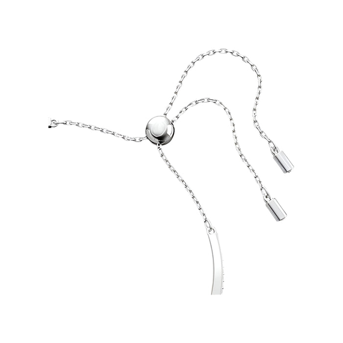 Swarovski Women's Rhodium Finished Swan Motif with Blue Pavé and Clear Stones Iconic Swan Bangle Bracelet - 5660595