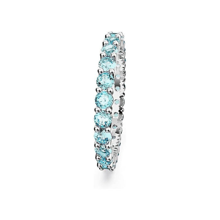 Swarovski Part of the Matrix Vittore Collection Women's Aquamarine-Blue Crystals on a Rhodium Finished Band Size 8 Matrix Vittore Ring - 5658668