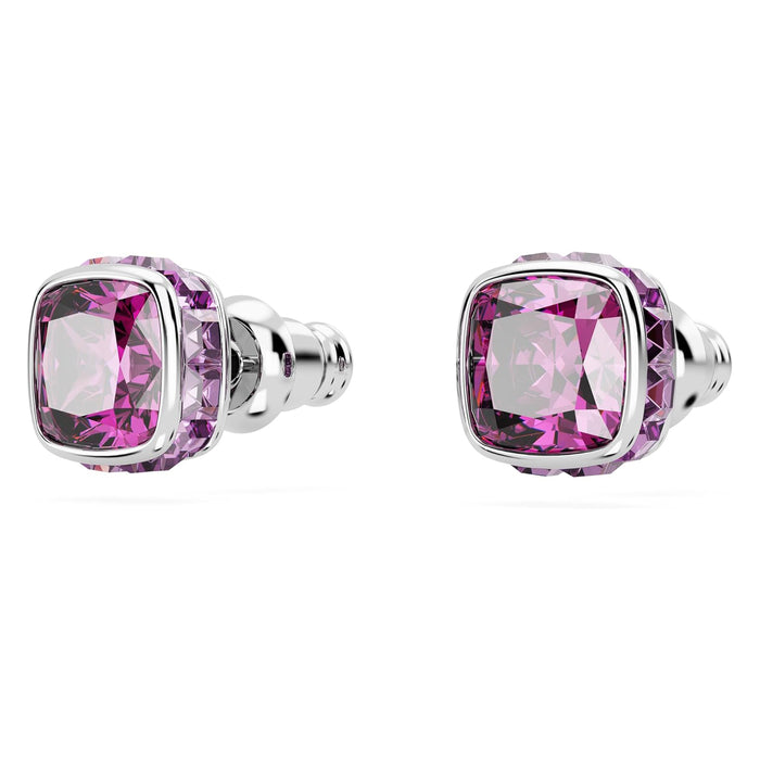 Swarovski Women's Purple Square-Cut Stone and Crystals in a Rhodium-Finished Setting February Birthstone Stud Earrings - 5660797